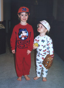 Boys in baseball caps