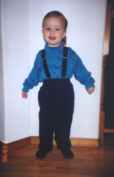connor in suspenders